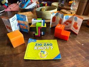 ThinkFun Brainteaser Puzzle Lot - Zig-Zag Knot, The Fifth Chair, Pack It In